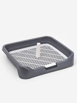 Туалет для собак 48 х 39 х 8,5 см с бортами, съёмной решеткой и столбиком, серый