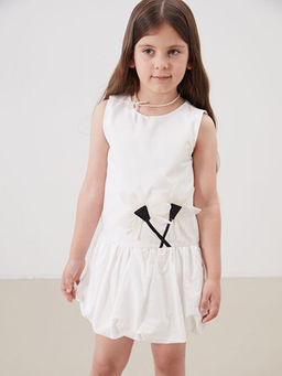 ?i?ek Aplikeli K?z ?ocuk Balon Elbise