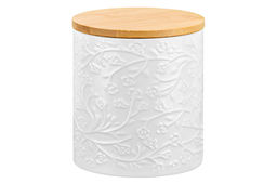 Банка д/хранения 800 мл 11*11*12,5 см "Веточки-цветочки" с дер. крышк. с сил. упл.