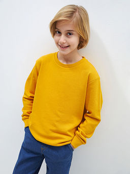 Bisiklet Yaka Basic Uzun Kollu Erkek ?ocuk Sweatshirt