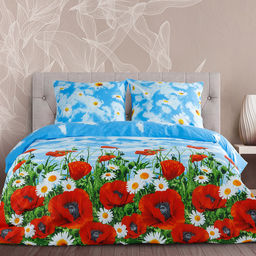 Покрывало стеганое Ромашки и маки 240х215см, спальное место 160см, бязь набивная Комфорт 121г/м2, хлопок 100%, многоигольная стежка, наполнитель синтепон 70гр, подкладка бязь отбеленная 121г/м2, Домашняя мода (Россия)  фото 6