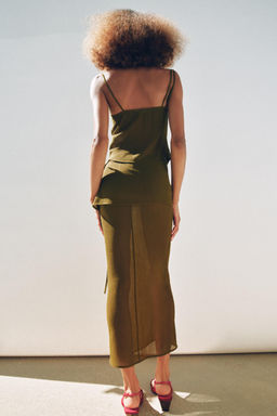 SEMI-SHEER TEXTURED ASYMMETRIC TOP - Zara фото 11