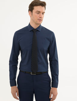 Lacivert Slim Fit Uzun Kollu Basic G_mlek