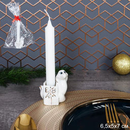 Цена за 1 шт. Подсвечник со свечкой Змейка Символ года 2025 / B5319 /уп 144/ АКЦИЯ