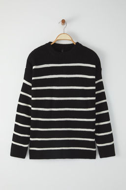 TRENDYOL MAN Vizon Casual Oversize Bisiklet Yaka Cizgili Triko Kazak TMNAW23KZ00285 - Trendyolmilla фото 43