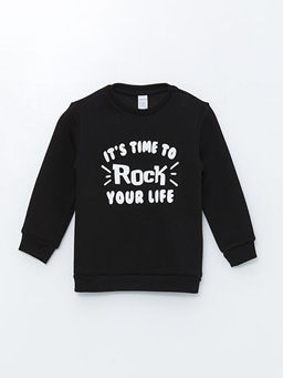 Bisiklet Yaka Uzun Kollu Bask?l? Erkek Bebek Sweatshirt 2li