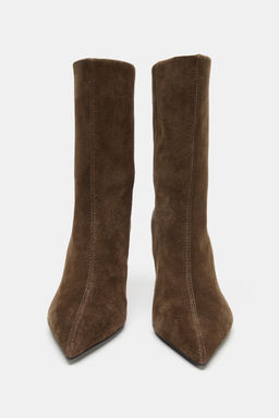 LEATHER HIGH-HEEL ANKLE BOOTS - Zara фото 12