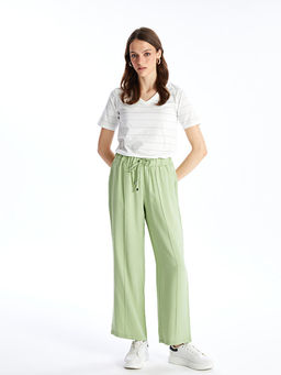Beli Lastikli D?z Geni? Pa?a Kad?n Pantolon
