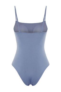 Trendyolmilla Mavi Kare Yaka Dokulu Regular Mayo TBESS25MA00120 фото 7