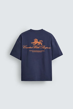 CAMISETA TEXTOS ESTAMPADOS CONTRASTE / Marino
