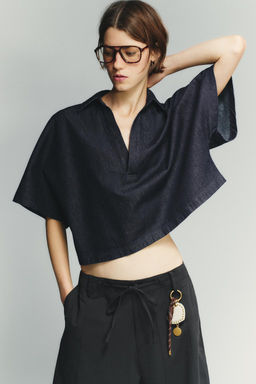 TRF DENIM SHIRT WITH POLO COLLAR - Zara фото 2