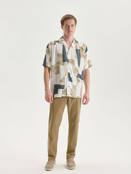 Regular Fit K?sa Kollu Desenli Erkek G?mlek