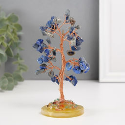 Бонсай декоративный «Денежное дерево», синий, 60 камней, 5.5×5.5×15.5 см