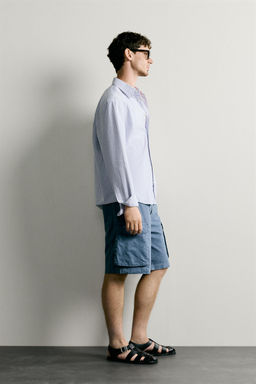 CAMISA REGULAR FIT ESTRUCTURA OXFORD / Azul / Blanco - Zara фото 4