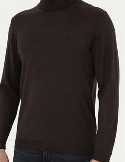 Kahverengi Slim Fit Bal_k__ Yaka Y_n Kar___ml_ Basic Triko Kazak - Pierre cardin фото 6