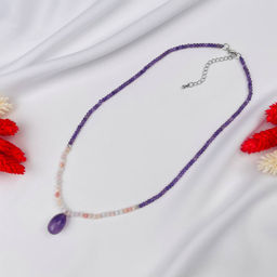 Чокер из Аметиста и Опала с кулоном 40 см +