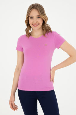 Женская фиолетовая базовая футболка с круглым вырезом Неожиданная скидка в корзине