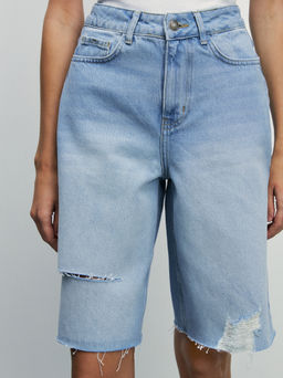 Джинсовые шорты-бермуды с разрывами / Zarina  фото 6