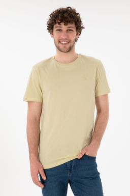 Erkek Regular Fit Bisiklet Yaka A__k Haki Basic Ti__rt Sepette S_rpriz _ndirim