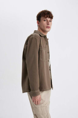 Хлопковая рубашка с длинными рукавами Relax Fit - Defacto фото 8