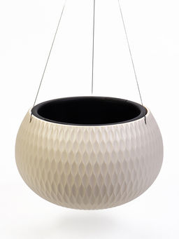 Кашпо для цветов Жемчужина, 7 л, d=36 см, h=22 см, пластик, со вставкой, подвесное, бежевое