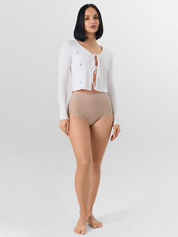 Цена за 2 штуки! Трусы женские макси бежевые с кружевными деталями - Mark formelle фото 6