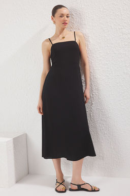 TRENDYOLMILLA K?rm?z? Duz Duz Kesim Gipeli Maxi Dokuma Elbise TWOSS25EL00626 фото 7