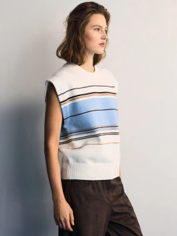 Вязаный жилет в полоску / Zarina  фото 4