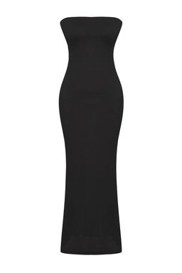 TRENDYOLMILLA Siyah Dokulu Astarl? Straplez Bodycone/Vucuda Oturan Esnek Maxi Orme Elbise TWOSS25EL00241  фото 6