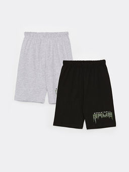 Beli Lastikli Bask?l? Erkek ?ocuk Pijama ?ort 2li