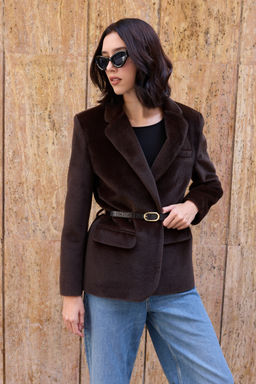 Kahverengi Kemerli T_yl_ Ka_e Regular/Normal Kal_p Blazer Blazer Ceket TWOAW26BC00041 - Trendyolmilla фото 11