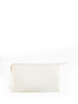 Косметичка треугольная на молнии, с надписями, средний размер, белая