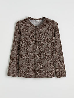 Ba?lamal? Yaka Desenli Bluz