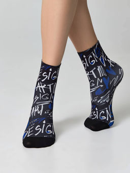 Цена за 2 пары. Носки Классические CONTE FANTASY Плотные носки с черным мыском и рисунком Art Design mix - Conte elegant фото 3