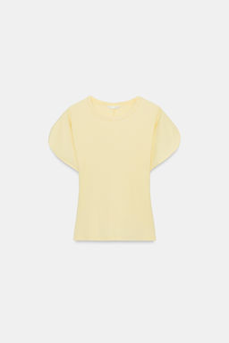 CAMISETA MANGA ABULLONADA / Amarillo