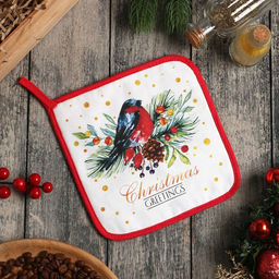 Прихватка Этель Christmas greetings, 19?19 см, МИКС, саржа, хлопок 100%, ватин 250 г/м?