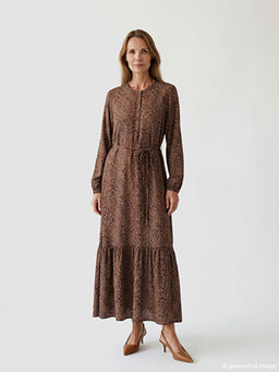 Bisiklet Yaka Desenli F?rf?rl? Elbise