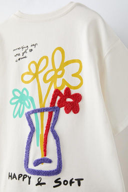 T-SHIRT WITH TERRY EMBROIDERY - Zara фото 6