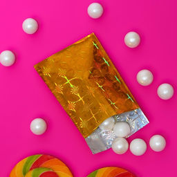 Цена за 50 шт. Пакет подарочный голографический с липкой лентой, «Шарм», 7.5×12+2 см, МИКС