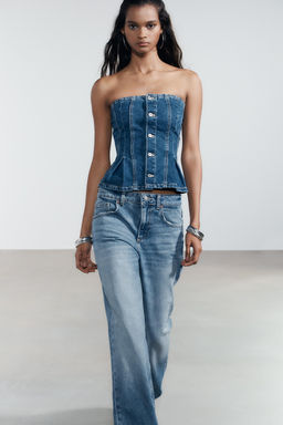 TRF MID-WAIST WIDE-LEG JEANS