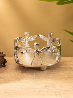 Подсвечник со стеклом Ангелочки, 11?11?11 см, алюминий