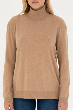 Женский базовый свитер светло-коричневого меланжевого цвета Неожиданная скидка в корзине - U.s. polo assn фото 6