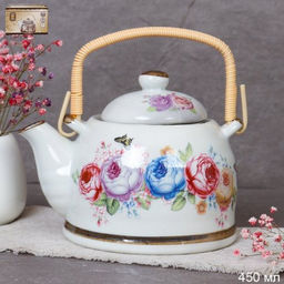 Чайник заварочный 450 мл с металлическим ситом / BF-212 /уп 60/ бамбуковой ручка