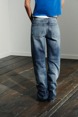 TRF RIPPED MID-WAIST WIDE-LEG JEANS