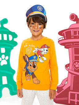 Bisiklet Yaka Paw Patrol Bask?l? Uzun Kollu Erkek ?ocuk Ti??rt