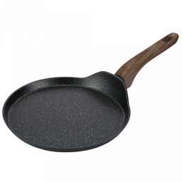 Сковорода блинная с антипригарным покрытием "Terra" д24см, h4,3см, s2,6мм, дно s3,1мм, кованный алюминий, бакелитовая ручка с покрытием "soft-touch", имитирующим текстуру дерева, "Regent" (Китай) Подходит для всех видов плит, включая индукционную.