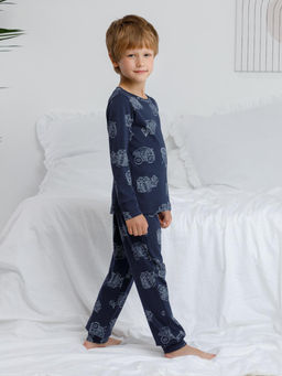 К 1552/морской синий,дорожная техника пижама дет