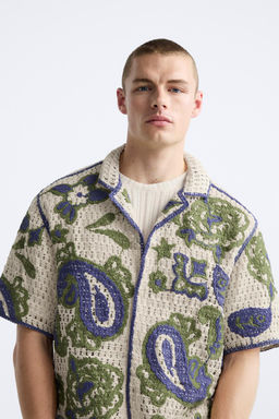 CROCHET SHIRT WITH CONTRAST EMBROIDERY - Zara фото 5