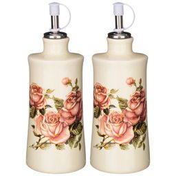 НАБОР ДЛЯ МАСЛА/УКСУСА КОРЕЙСКАЯ РОЗА 2ПР. 6,5*6,5 СМ. ВЫСОТА=14,5 СМ. / 300 МЛ.