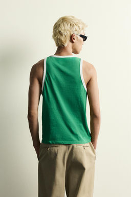 CAMISETA TANK  CONTRASTE EFECTO VINTAGE / Verde / Crudo - Zara фото 3